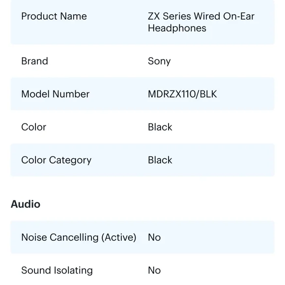 New! SONY Wired On-Ear Headphones ZX Series Black School Kids MDRZX110 3.5mm NIB - Picture 10 of 11
